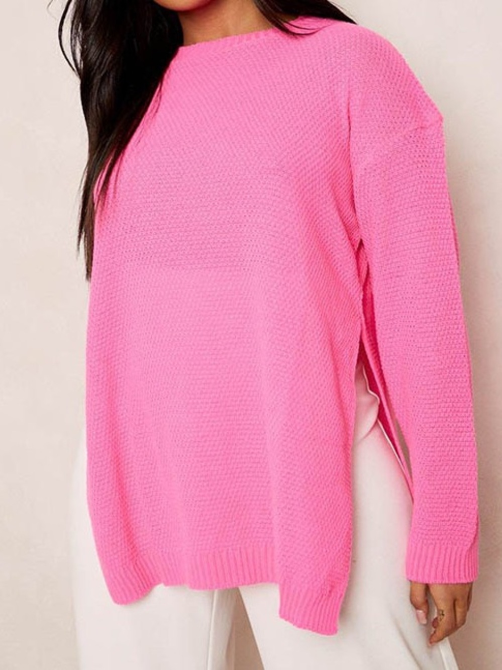 Bright Pink Women's Oversized Knit Sweater